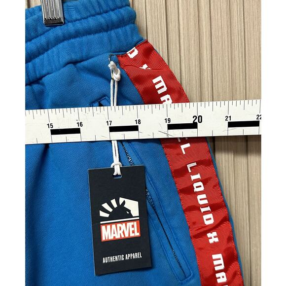 LIQUID X MARVEL Retro Captain America Shorts Blue Pigment Dye Boys 2XL - Picture 8 of 9